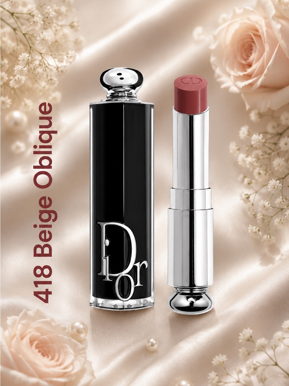 DIOR Addict Hydrating Shine Refillable Lipstick 418 Beige Oblique NWOT Box $48
